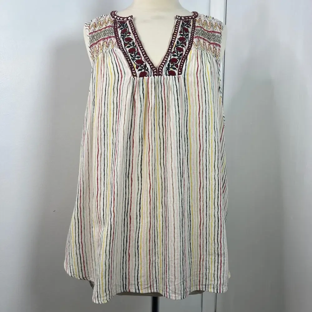 Sundance Women's Tunic Tank Top Rainbow Multicolor Floral Embroidered Size XL - Picture 4 of 16